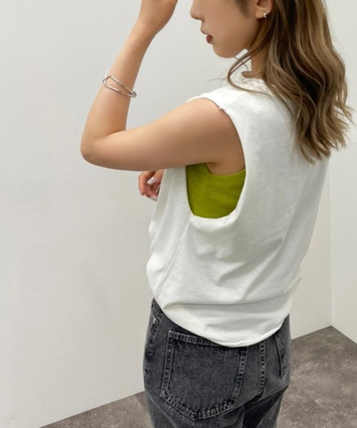 apres jour mignon（アプレジュールミニョン）の「コットンノースリカットソー【ZOZOTOWN限定アイテム】（Tシャツ/カットソー・レディース・ブラック/オフホワイト/グリーン系その他/パープル・X-LARGE/フリー）」の2枚目の写真