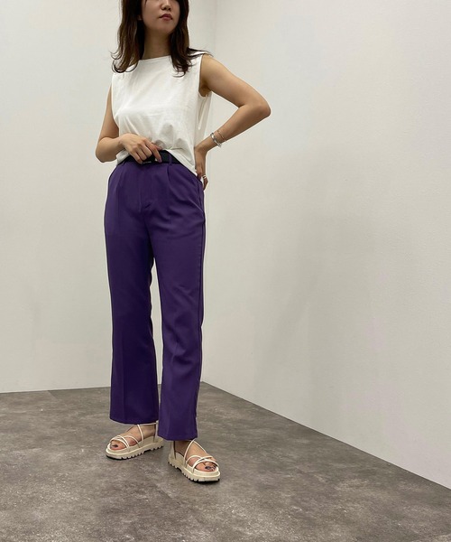 apres jour mignon（アプレジュールミニョン）の「コットンノースリカットソー【ZOZOTOWN限定アイテム】（Tシャツ/カットソー・レディース・ブラック/オフホワイト/グリーン系その他/パープル・X-LARGE/フリー）」の6枚目の写真