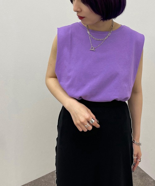 apres jour mignon（アプレジュールミニョン）の「コットンノースリカットソー【ZOZOTOWN限定アイテム】（Tシャツ/カットソー・レディース・ブラック/オフホワイト/グリーン系その他/パープル・X-LARGE/フリー）」の18枚目の写真