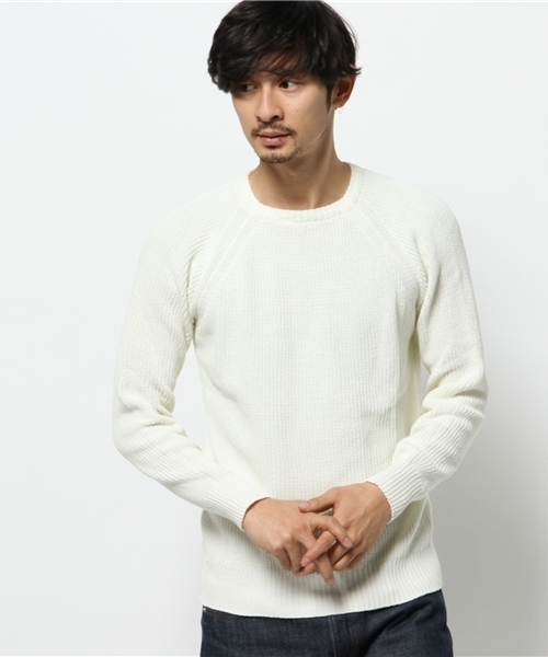 WEGO（ウィゴー）の「WEGO/片畦コットンニット（ニット/セーター・メンズ・ホワイト/ブラック系その他/ブルー/ブルー系その他・LARGE/MEDIUM）」の5枚目の写真