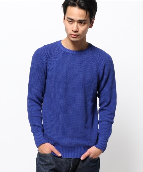 WEGO（ウィゴー）の「WEGO/片畦コットンニット（ニット/セーター・メンズ・ホワイト/ブラック系その他/ブルー/ブルー系その他・LARGE/MEDIUM）」の7枚目の写真