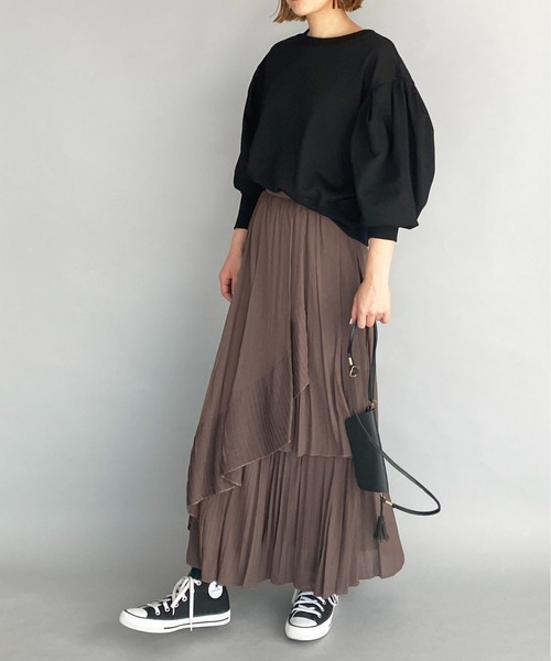 PICCIN（ピッチン）の「パワーショルダープルオーバー（スウェット・レディース・ブラック/オフホワイト/ピンク・M）」の5枚目の写真