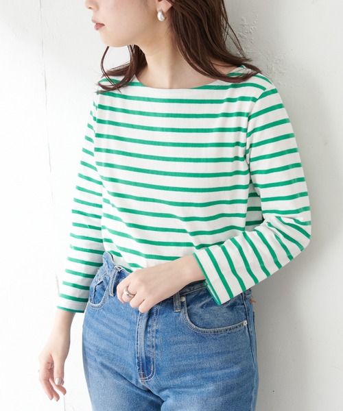 natural couture（ナチュラルクチュール）の「【WEB限定カラー有り】便利なベーシックボーダーT（Tシャツ/カットソー・レディース・ブラック/ベージュ/ブラウン/ピンク/グリーン・FREE）」の11枚目の写真