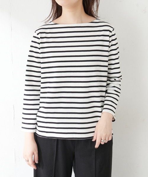 natural couture（ナチュラルクチュール）の「【WEB限定カラー有り】便利なベーシックボーダーT（Tシャツ/カットソー・レディース・ブラック/ベージュ/ブラウン/ピンク/グリーン・FREE）」の8枚目の写真