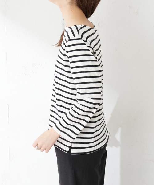 natural couture（ナチュラルクチュール）の「【WEB限定カラー有り】便利なベーシックボーダーT（Tシャツ/カットソー・レディース・ブラック/ベージュ/ブラウン/ピンク/グリーン・FREE）」の15枚目の写真