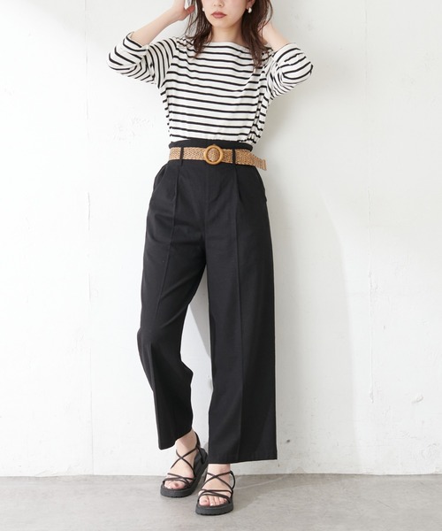 natural couture（ナチュラルクチュール）の「【WEB限定カラー有り】便利なベーシックボーダーT（Tシャツ/カットソー・レディース・ブラック/ベージュ/ブラウン/ピンク/グリーン・FREE）」の16枚目の写真