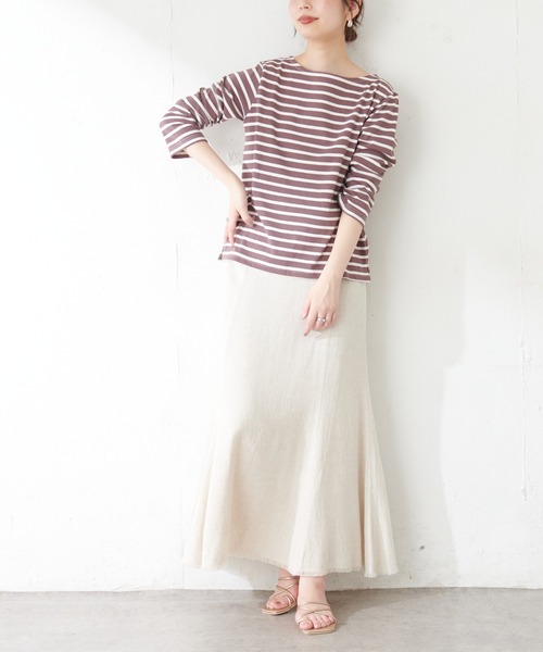 natural couture（ナチュラルクチュール）の「【WEB限定カラー有り】便利なベーシックボーダーT（Tシャツ/カットソー・レディース・ブラック/ベージュ/ブラウン/ピンク/グリーン・FREE）」の13枚目の写真