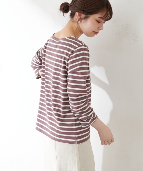 natural couture（ナチュラルクチュール）の「【WEB限定カラー有り】便利なベーシックボーダーT（Tシャツ/カットソー・レディース・ブラック/ベージュ/ブラウン/ピンク/グリーン・FREE）」の20枚目の写真