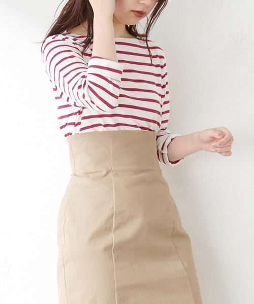 natural couture（ナチュラルクチュール）の「【WEB限定カラー有り】便利なベーシックボーダーT（Tシャツ/カットソー・レディース・ブラック/ベージュ/ブラウン/ピンク/グリーン・FREE）」の18枚目の写真