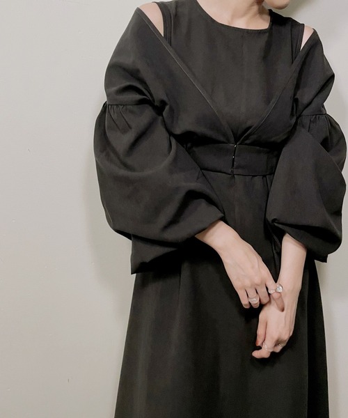 kivi（キヴィ）の「ボレロ2WAYワンピース（ワンピース・レディース・ブラック/アイボリー/キャメル/ダークブラウン・FREE）」の13枚目の写真