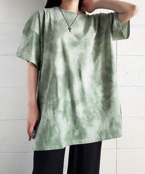 me+em select（ミームセレクト）の「タイダイニュアンスビッグTシャツ【ユニセックス】（Tシャツ/カットソー・レディース・チャコールグレー/ベージュ/グリーン・FREE）」の11枚目の写真