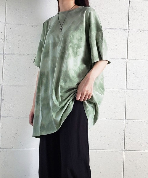 me+em select（ミームセレクト）の「タイダイニュアンスビッグTシャツ【ユニセックス】（Tシャツ/カットソー・レディース・チャコールグレー/ベージュ/グリーン・FREE）」の17枚目の写真