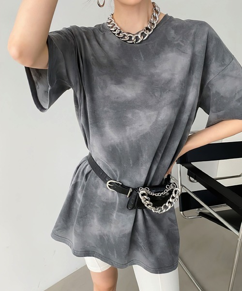 me+em select（ミームセレクト）の「タイダイニュアンスビッグTシャツ【ユニセックス】（Tシャツ/カットソー・レディース・チャコールグレー/ベージュ/グリーン・FREE）」の5枚目の写真