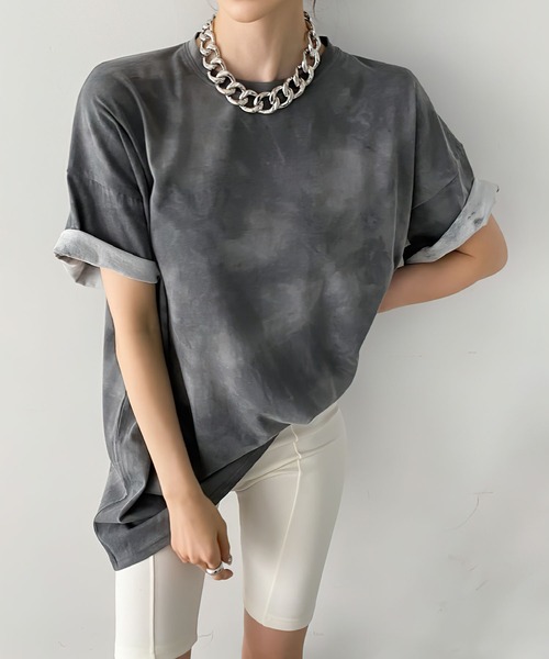 me+em select（ミームセレクト）の「タイダイニュアンスビッグTシャツ【ユニセックス】（Tシャツ/カットソー・レディース・チャコールグレー/ベージュ/グリーン・FREE）」の9枚目の写真