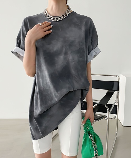 me+em select（ミームセレクト）の「タイダイニュアンスビッグTシャツ【ユニセックス】（Tシャツ/カットソー・レディース・チャコールグレー/ベージュ/グリーン・FREE）」の22枚目の写真