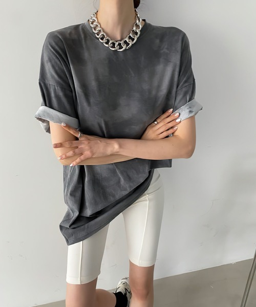 me+em select（ミームセレクト）の「タイダイニュアンスビッグTシャツ【ユニセックス】（Tシャツ/カットソー・レディース・チャコールグレー/ベージュ/グリーン・FREE）」の16枚目の写真