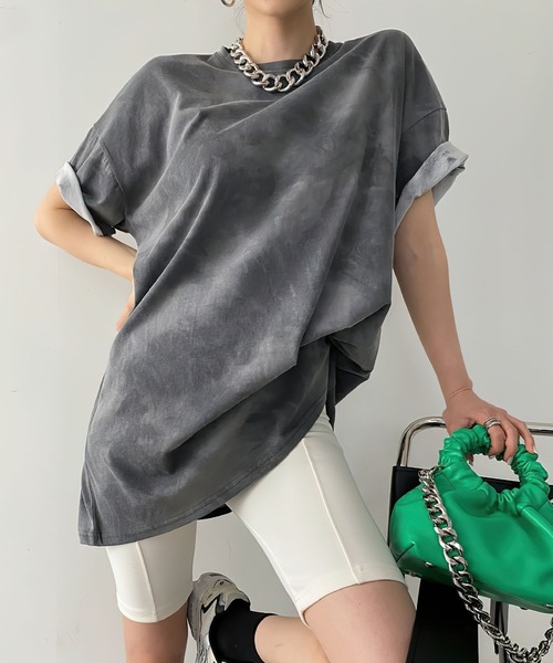 me+em select（ミームセレクト）の「タイダイニュアンスビッグTシャツ【ユニセックス】（Tシャツ/カットソー・レディース・チャコールグレー/ベージュ/グリーン・FREE）」の13枚目の写真