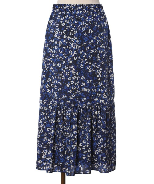 INED(イネド)の「バックシャンプリントスカート《Viscotecs》(スカート・レディース・ブルー・11号/9号)」の4枚目の写真