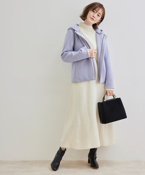 ROPE' PICNIC（ロペピクニック）の「ジャージーメルトンフード取り外しコート（その他アウター・レディース・ネイビー/ラベンダー/ベージュ系その他・40/38/36）」の5枚目の写真