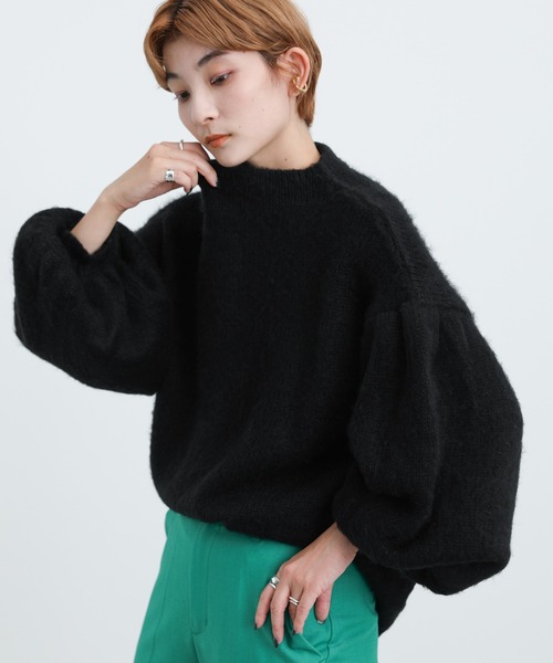select MOCA(セレクトモカ)の「2021 AW クルーネックドロップショルダーボリュームニット(ニット/セーター・レディース・ブラック/ネイビー/ライム・FREE)」の17枚目の写真