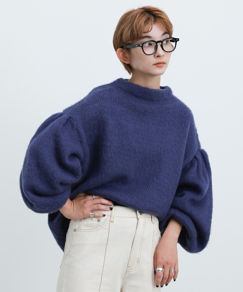 select MOCA(セレクトモカ)の「2021 AW クルーネックドロップショルダーボリュームニット(ニット/セーター・レディース・ブラック/ネイビー/ライム・FREE)」の12枚目の写真