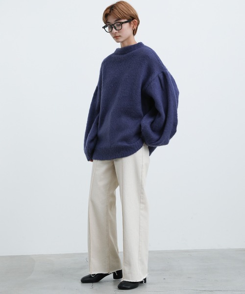 select MOCA(セレクトモカ)の「2021 AW クルーネックドロップショルダーボリュームニット(ニット/セーター・レディース・ブラック/ネイビー/ライム・FREE)」の14枚目の写真