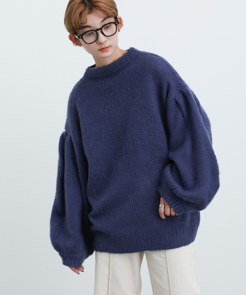 select MOCA(セレクトモカ)の「2021 AW クルーネックドロップショルダーボリュームニット(ニット/セーター・レディース・ブラック/ネイビー/ライム・FREE)」の15枚目の写真