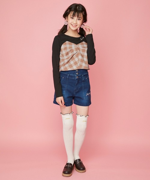 JENNI love(ジェニィラブ)の「ウエストボタンデニムショーパン(デニムパンツ・キッズ・ネイビー/ブルー・130cm/160cm/150cm/140cm)」の3枚目の写真