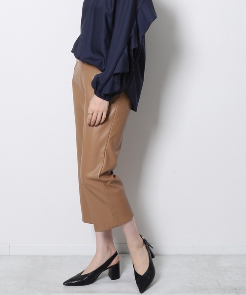 フェイクレザージョガーパンツ BLK フェイクレザーパンツ  スタイルミキサー