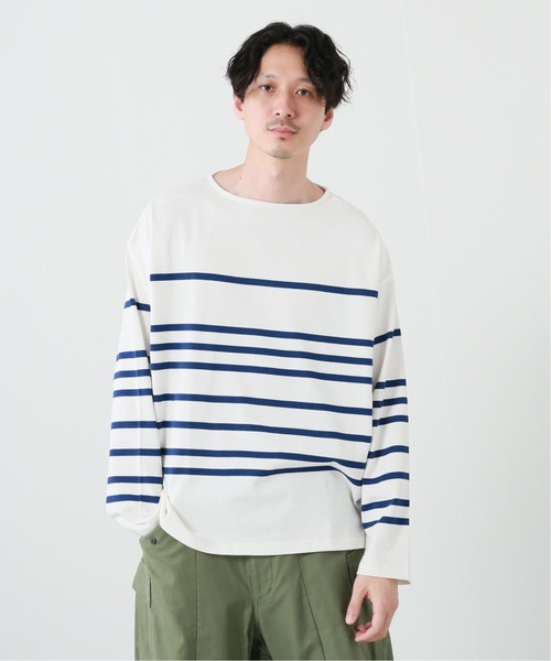JOURNAL STANDARD（ジャーナルスタンダード）の「40/2 ドヅメ NAVAL BORDER ワイドシルエット L/S Tシャツ（Tシャツ/カットソー・メンズ・ブルー系その他/ネイビー・LARGE/X-LARGE/MEDIUM）」の2枚目の写真