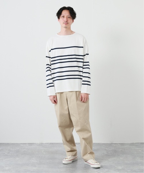 JOURNAL STANDARD（ジャーナルスタンダード）の「40/2 ドヅメ NAVAL BORDER ワイドシルエット L/S Tシャツ（Tシャツ/カットソー・メンズ・ブルー系その他/ネイビー・LARGE/X-LARGE/MEDIUM）」の3枚目の写真