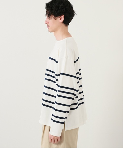 JOURNAL STANDARD（ジャーナルスタンダード）の「40/2 ドヅメ NAVAL BORDER ワイドシルエット L/S Tシャツ（Tシャツ/カットソー・メンズ・ブルー系その他/ネイビー・LARGE/X-LARGE/MEDIUM）」の5枚目の写真