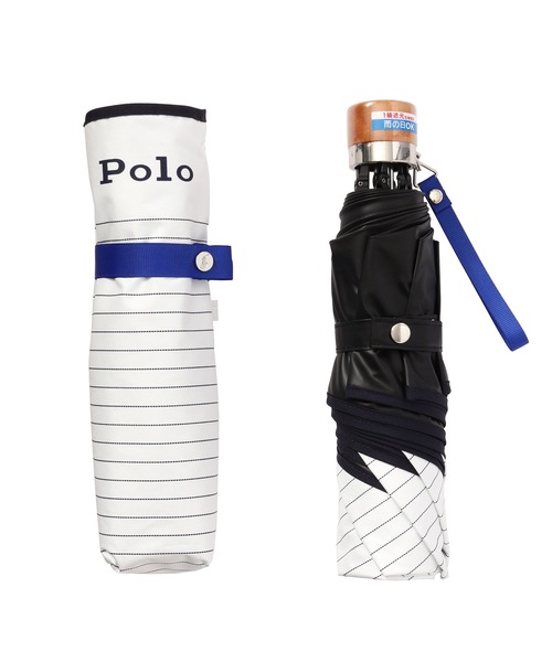 ラルフローレン　遮光 晴雨兼用日傘　ボーダー×パイピング　ブラック POLO RALPH LAUREN ポロ ラルフローレン 日傘 傘 レディース