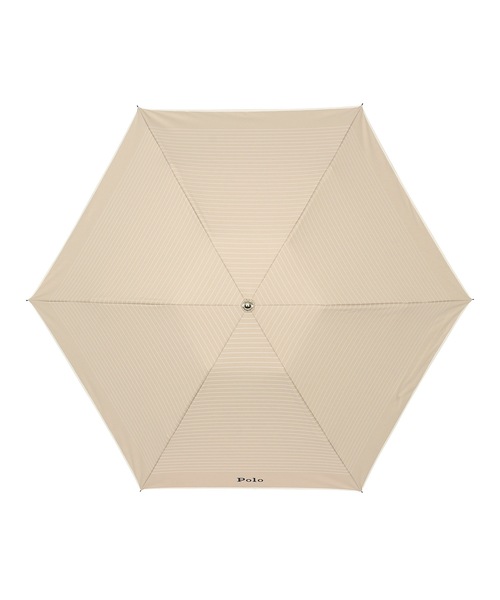 【未使用品】ポロラルフローレン ボーダー 晴雨兼用 折り畳み傘 ベージュ セール】遮光 晴雨兼用折りたたみ日傘 ”ボーダー×パイピング