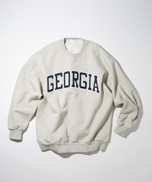 FREAK'S STORE（フリークスストア）の「ワッペン刺繍 アーチロゴ クルーネックスウェットシャツ/カレッジロゴ/ビックシルエット（スウェット・メンズ・ライトグレー/ベージュ/ネイビー/グレー/レッド/カーキ/モスグリーン/チャコール・SMALL/MEDIUM/LARGE）」の15枚目の写真