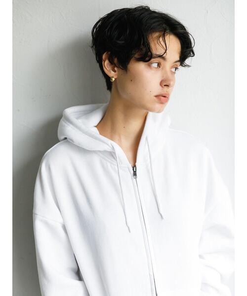 koe（コエ）の「アンチピリング加工TC裏起毛ジップパーカー*（パーカー・レディース・ピンク/ホワイト/ライトベージュ/ライトグレー/ブラック/カーキ・L/M/S）」の7枚目の写真