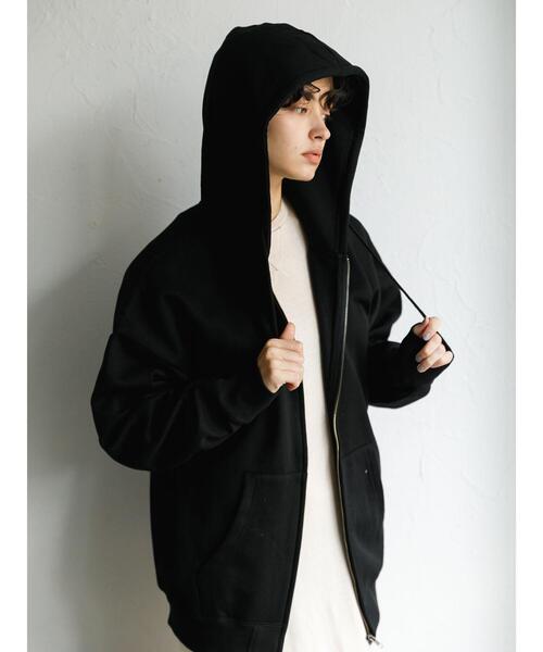 koe（コエ）の「アンチピリング加工TC裏起毛ジップパーカー*（パーカー・レディース・ピンク/ホワイト/ライトベージュ/ライトグレー/ブラック/カーキ・L/M/S）」の9枚目の写真