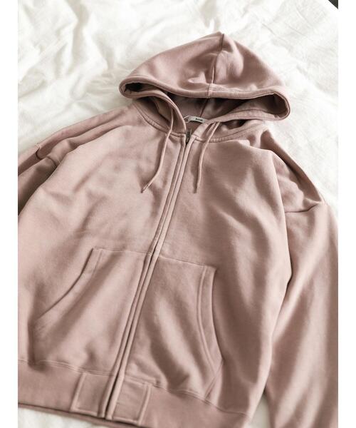 koe（コエ）の「アンチピリング加工TC裏起毛ジップパーカー*（パーカー・レディース・ピンク/ホワイト/ライトベージュ/ライトグレー/ブラック/カーキ・L/M/S）」の10枚目の写真