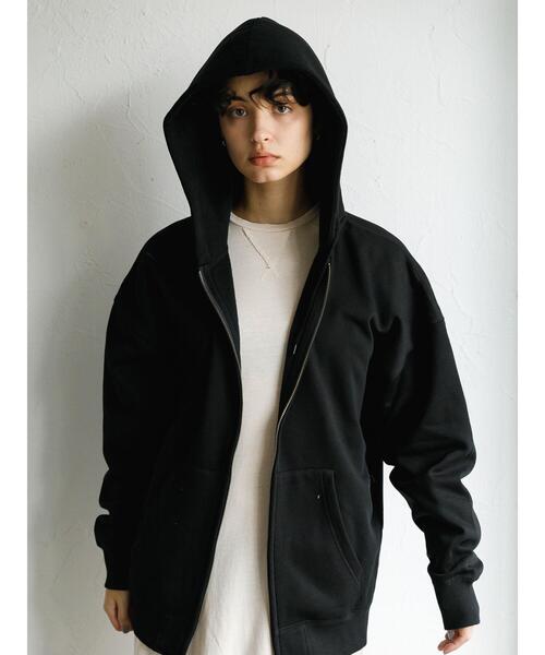 koe（コエ）の「アンチピリング加工TC裏起毛ジップパーカー*（パーカー・レディース・ピンク/ホワイト/ライトベージュ/ライトグレー/ブラック/カーキ・L/M/S）」の15枚目の写真