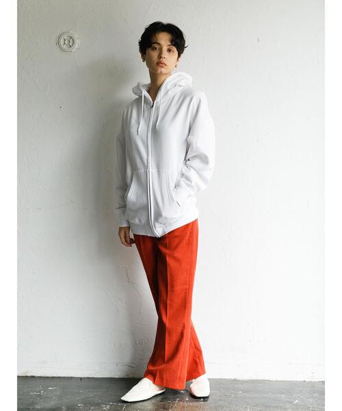 koe（コエ）の「アンチピリング加工TC裏起毛ジップパーカー*（パーカー・レディース・ピンク/ホワイト/ライトベージュ/ライトグレー/ブラック/カーキ・L/M/S）」の18枚目の写真