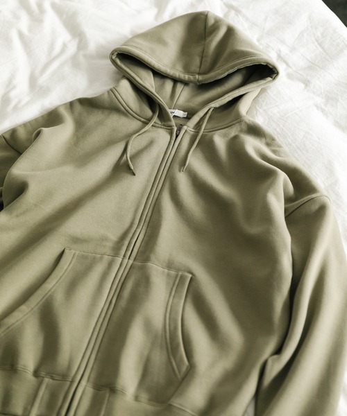 koe（コエ）の「アンチピリング加工TC裏起毛ジップパーカー*（パーカー・レディース・ピンク/ホワイト/ライトベージュ/ライトグレー/ブラック/カーキ・L/M/S）」の5枚目の写真