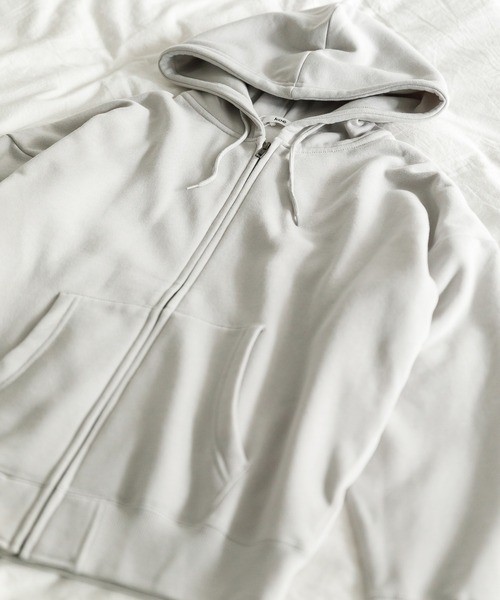 koe（コエ）の「アンチピリング加工TC裏起毛ジップパーカー*（パーカー・レディース・ピンク/ホワイト/ライトベージュ/ライトグレー/ブラック/カーキ・L/M/S）」の3枚目の写真