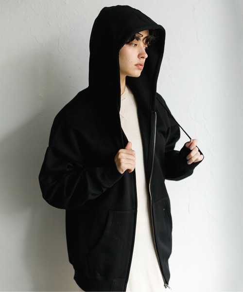 koe（コエ）の「アンチピリング加工TC裏起毛ジップパーカー*（パーカー・レディース・ピンク/ホワイト/ライトベージュ/ライトグレー/ブラック/カーキ・L/M/S）」の2枚目の写真