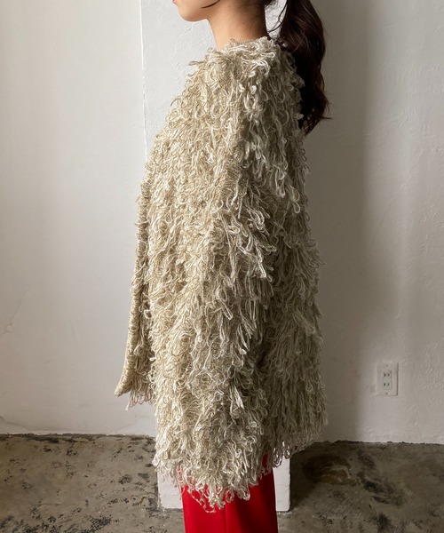 CAPRICIEUX LE'MAGE（カプリシューレマージュ）の「ループフリンジミドルカーディガン（カーディガン/ボレロ・レディース・アイボリー/ブラウン・FREE）」の17枚目の写真