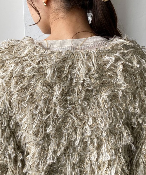 CAPRICIEUX LE'MAGE（カプリシューレマージュ）の「ループフリンジミドルカーディガン（カーディガン/ボレロ・レディース・アイボリー/ブラウン・FREE）」の13枚目の写真