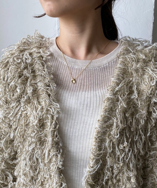 CAPRICIEUX LE'MAGE（カプリシューレマージュ）の「ループフリンジミドルカーディガン（カーディガン/ボレロ・レディース・アイボリー/ブラウン・FREE）」の3枚目の写真