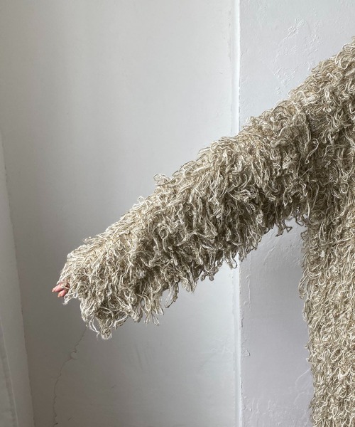 CAPRICIEUX LE'MAGE（カプリシューレマージュ）の「ループフリンジミドルカーディガン（カーディガン/ボレロ・レディース・アイボリー/ブラウン・FREE）」の6枚目の写真