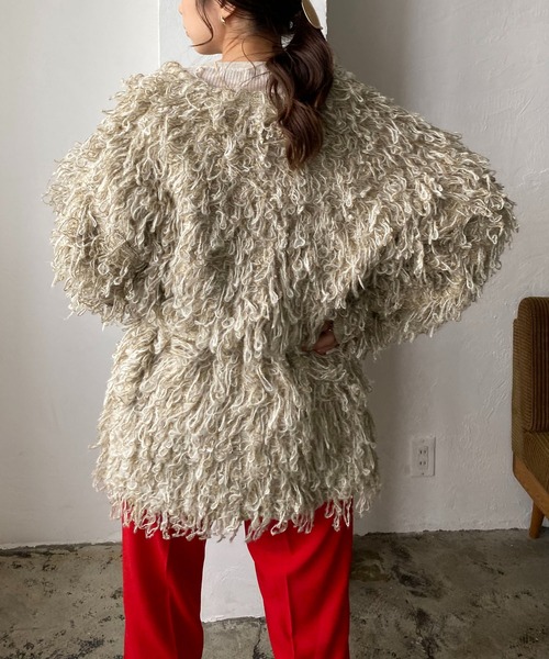 CAPRICIEUX LE'MAGE（カプリシューレマージュ）の「ループフリンジミドルカーディガン（カーディガン/ボレロ・レディース・アイボリー/ブラウン・FREE）」の18枚目の写真