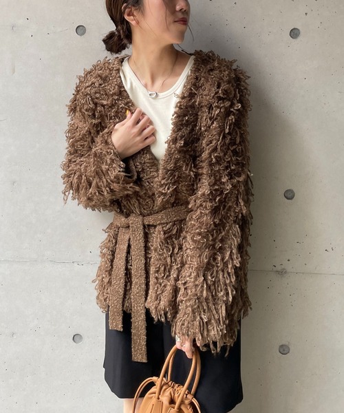 CAPRICIEUX LE'MAGE（カプリシューレマージュ）の「ループフリンジミドルカーディガン（カーディガン/ボレロ・レディース・アイボリー/ブラウン・FREE）」の19枚目の写真