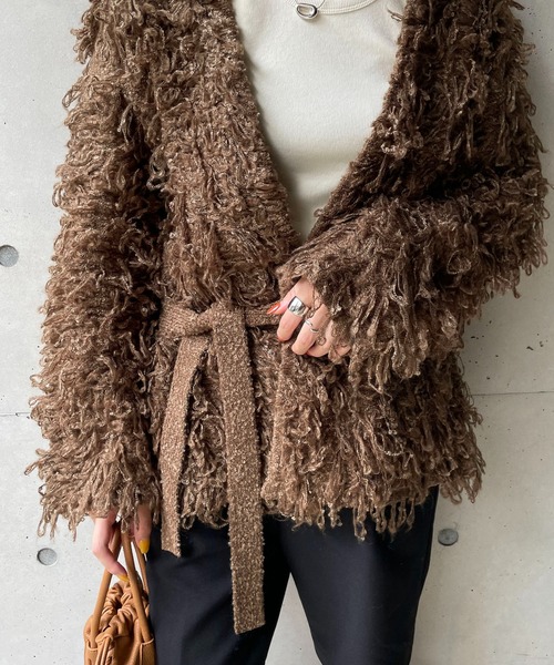 CAPRICIEUX LE'MAGE（カプリシューレマージュ）の「ループフリンジミドルカーディガン（カーディガン/ボレロ・レディース・アイボリー/ブラウン・FREE）」の15枚目の写真